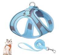 Cat Harness Design for Outdoor Cats, Cat Explorer Harness, Adjustable Soft Mesh Vest with Reflective Safety Strips, Escape Proof, Easy to Wear, for Cats (F,L)