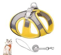 Cat Harness Design for Outdoor Cats, Cat Explorer Harness, Adjustable Soft Mesh Vest with Reflective Safety Strips, Escape Proof, Easy to Wear, for Cats (D,L)