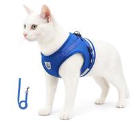 Cat Harness for Cats and Leash Set Escape Proof Adjustable Soft Mesh Walking Vest for Small Medium Cats Outdoor Walking Training Travel (Blue,XL)