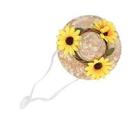 Cat Hat,Dog Hat,Pets Birthday Party Hats with Flowers,Hat for Cat,Tiny Sombrero Hats,2 Sizes,Pet Hats,Straw Hat for Small and Medium Dogs/Cats, Yellow & Blue (Yellow S)