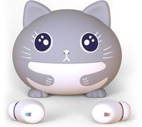 Cat Headphones For Kids With Mic, Volume Limited, Light Weight, Touch Control, Hifi Stereo Bluetooth Earbuds For Girls Boys For School Mini Foldable Wireless Earbuds For