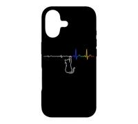Cat Heartbeat Rainbow Light Prism ECG Cat Lover Coque pour iPhone 17