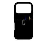 Cat Heartbeat Rainbow Light Prism ECG Cat Lover Coque pour iPhone 17 Pro
