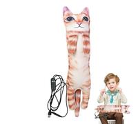 Cat Heating Pad, 60cm, Plush Simulation Cat Pillow, Long Menstrual Heating Mat, Portable Thermal Relief, Soft Stuffed Doll Design for Teen Girls, Period Comfort, White Brown