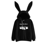 Cat Hoodie with Ears - Hoodie Damen Kapuzenpullover Langarm Pullover Teenager MäDchen Y2k Top Herbst Winter Langarmshirt Sweatshirt Mit Kapuze Cute Pulli Sport Outerwear Warm Oberteile, Noir , XXL