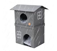 Cat House, Cozy Cat Bed, Warm Cat Shelter, Indoor Cat Houses, Semi-Enclosed Pet House, Foldable 2 Layer Pet Shelter Quick & Easy Assembly Cat Beds with Door for Cats Kittens