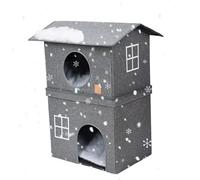 Cat House | Foldable Cat Bed | Semi Enclosed Cat House | Portable Cat House | Foldable 2 Layer Pet Cat Houses for Indoor | Quick & Easy Assembly Cat Beds Cold Weather House with Door for Cats Kittens