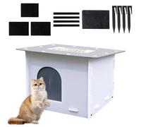 Cat House for Outside - Waterproof Windproof Warm Shelter | Durable Weatherproof Pet House with Removable Door & Soft Cushion, Insulated Nest for Kittens Cats in Yard Garden Porch Backyard