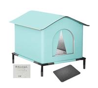 Cat House Outside - Weatherproof Cat Home with Raised Floor and Mat | Insulated Warm Comfortable Pet Nest | Kittens Cats, Ideal for Patio, Backyard, Garden, Lawn, Yard, Porch Outdoor Use