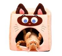 Cat House | Plush Pet Sleeping Tent | Machine Washable Warm Fleece Sleep Bed with Soft Removable Cushion for Living Room Bedroom Home Apartment Farmhouse Garage