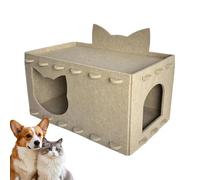 Cat House Scratcher - Lit tunnel pour chat double couche en feutre et maison à gratter Puzzle Assembly Pet Nesting Furniture | Cuit d'intérieur et abri à gratter pour chatons à chats