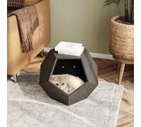 Cat House Side Table, Comfortable and Beautiful Cat Furniture Cabinet Can Hold Books, Pflanzgefäß aus MDF Space Saving Side Tables for Living Room, Bedroom (Brun Noir, 66 x 66 x 53 cm)