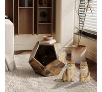Cat House Side Table, Comfortable and Beautiful Cat Furniture Cabinet Can Hold Books, Pflanzgefäß aus MDF Space Saving Side Tables for Living Room, Bedroom (Brun Antique, 66 x 66 x 53 cm)