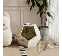 Cat House Side Table, Comfortable and Beautiful Cat Furniture Cabinet Can Hold Books, Pflanzgefäß aus MDF Space Saving Side Tables for Living Room, Bedroom (Chêne Blanc, 66 x 66 x 53 cm)