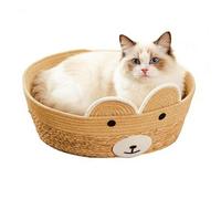 Cat House - Weaving Washable Pet Sleeping Nest with Breathable Cushion Base | Indoor Pet Shelter Bed | Puppy Kitten Resting | Home Porch Balcony Garden Yard Barn Courtyard Comfort