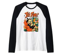 Cat in Fire - It's Fine Meme Funny Texting Feline Manche Raglan