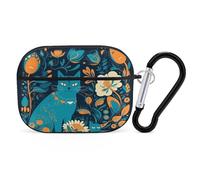 Cat in The Wild Coque rigide de protection complète contre les chutes avec porte-clés compatible avec AirPod Pro 2e/1ère génération, LED avant visible, noir
