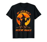 Cat is Black Not My Magick Witch Cats Moon Scary Halloween T-Shirt