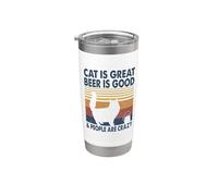 Cat Is Great Beer Is Good & People Are Crazy Persian Cat Gobelet isotherme en acier inoxydable double paroi