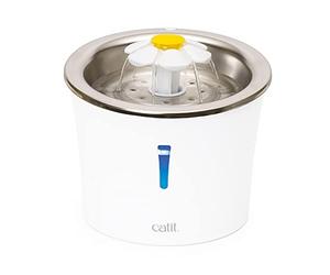 Cat it Catit Abreuvoir Fontaine Fleur Acier Inoxydable 3L LEDs 760 g, Blanc