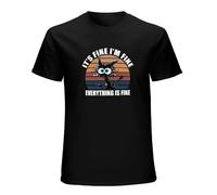 Cat It's Fine I'm Fine Everything is Fine Shirt Retro Cat Novelty Men's T-Shirt Black M