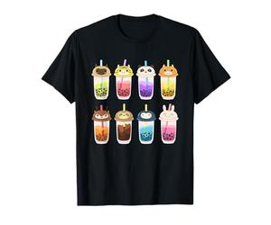 Cat Kawaii Boba Bubble Meow Tea Anime Tee Japonais Kitty Cat T-Shirt