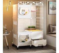 Cat Kennel Cat Cage, Enceinte de Chat intérieure, Playpen de Chat pour Chats intérieurs, Cage Chat avec litière, chenil en métal détachable pour 1-3 Chats (Taille: 72 * 47 * 112cm) FANDIAO