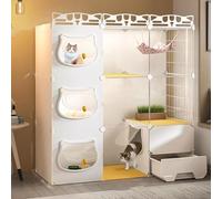 Cat Kennel Cat Cage, Enceinte de Chat intérieure, Playpen de Chat pour Chats intérieurs, Cage Chat avec litière, chenil en métal détachable pour 1-3 Chats (Taille: 107 * 37 * 107cm) FANDIAO