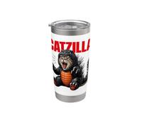 Cat Kitty Catzilla for Cat Moms Cat Dads Pet Lovers Gobelet isotherme en acier inoxydable double paroi