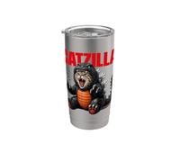 Cat Kitty Catzilla for Cat Moms Cat Dads Pet Lovers Gobelet isotherme en acier inoxydable double paroi