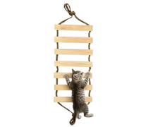 Cat Ladder - Solid Wood Step Staircase, Suspended Rope Wall Bridge | 50x24.5cm / 100x24.5cm Sizes | Solid Wood & Natural Rope | Space-Saving Multi-Level Wall-Mounted Ladder For Indoor Cats