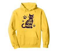 Cat Lady & Proud: Déclaration de fierté des Amoureux des félins Sweat à Capuche, Unisexe pour Adultes, Citron, XL