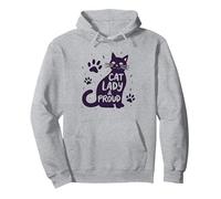 Cat Lady & Proud: Déclaration de fierté des Amoureux des félins Sweat à Capuche, Unisexe pour Adultes, Gris Chiné, XXL