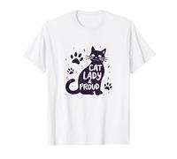Cat Lady & Proud: Déclaration de fierté des Amoureux des félins T-Shirt, Homme, Blanc, XXL