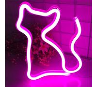 CAT LED néon signe, USB ou piles 3 - AA alimenté, décoration murale de la Chambre des filles, cadeau d'anniversaire pour les enfants, cadeau de fête de mariage (Rose)