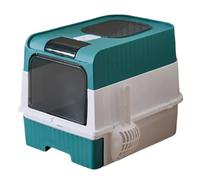 Cat Litter Box, Enclosure Tray with Scoop, 19.29x13.78x14.57 inches, Easy-Clean Design, Odor Control System, Lightweight Indoor Toilet for Corner Spaces in Apartments Or Homes