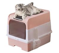 Cat Litter Box, Large Enclosed Hooded Litter with Scoop, Foldable Lightweight Design, Odor Control System, Sifting Trash Container, for Corner Placement, Home Use