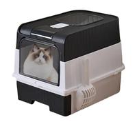 Cat Litter Box, Large Enclosed Hooded Litter with Scoop, Foldable Lightweight Design, Odor Control System, Sifting Trash Container, for Corner Placement, Home Use