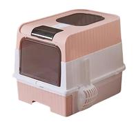 Cat Litter Box, Odor Control Enclosure, Sifting Litter Scoop, Foldable Design Lightweight Build Gray Large Size for Indoor Corner Use, 9.29x13.78x14.57 inches