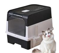 Cat Litter Box - PP Fully Enclosed Potty 1500g | Extra Large Foldable Splash Preuve Odor Control Sifting Tray Includes Integrated Scoop For Clean Home Corner Space