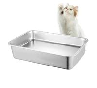 Cat Litter Box | Stainless Steel Tray | Litter Box | Little Tray | Litter Tray Cat Toilet | Stainless Steel Large Litter Box Splash-Proof Cat Boxes Non-Stick for Big & Small Cats Rabbits Pet Supplies