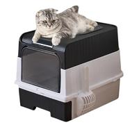Cat Litter Box, Tall Litter Tray, 15 inches Odor Control Enclosure with Foldable Design, Lightweight Pet Accessory, Cat Supplies with Lightweight Build, Portable Gear for Travel and Home