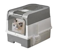 Cat Litter Box, Tall Litter Tray, 15 inches Odor Control Enclosure with Foldable Design, Lightweight Pet Accessory, Cat Supplies with Lightweight Build, Portable Gear for Travel and Home