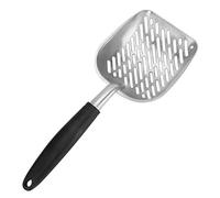 Cat Litter Scoop | Aluminum Alloy Sifter Shovel with Ergonomic Handle | 5mm Holes for Quick Maintenance/Pet Waste Removal/Dog Poop Scoop | Lightweight & Sturdy (Noire)