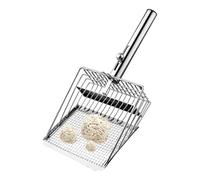 Cat Litter Scoop, Duerle Litte│ Sifter S Ovel, Electroplãted Iron Construction with Comfortable Handle, Efficient Waste Séparation for Clumping Litter, 10,8 x 5,1 pouces Silver, 1 Pack