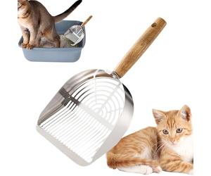 Cat Litter Scoop, Stainless Steel Poop Scooper, 5,23 po Ergonomic Long Handle, Heavy Duty Sifting Tool, Pet Supplies Set for Indoor Hygiene Maintenance, Cats Kit, Home Decor