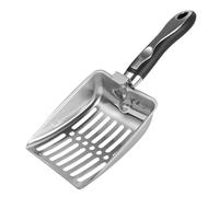 Cat Litter Scoop, Stainless Steel Poop Scooper, Ergonomic Cleaning Tool, Long Handle Heavy Duty Design, Easy Waste Sifting Perfect for Multi-Pet Home Apartment Use, 25.5x10.7x3.5cm Silver