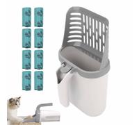 Cat Litter Scooper with Trash Container,with 120 PCS Garbage Bags (B) | Cat Scooper for Litter Box,2 in 1 Cat Scoop,Portable Integrated Detachable Deep Shovel Holder,Leak Resistant