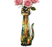 Cat Lover Vase Set, Whimsical Cute Creative Kitten Planter Decor, Decorative Cat Flower Vase Holder, Durrable Resin Desk Shelf Ornament | Charming Home Accent for Bedroom Living Room Office Apartment