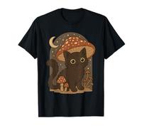 Cat Lovers Mystical Black Cat Mushroom Cottagecore Aesthetic T-Shirt